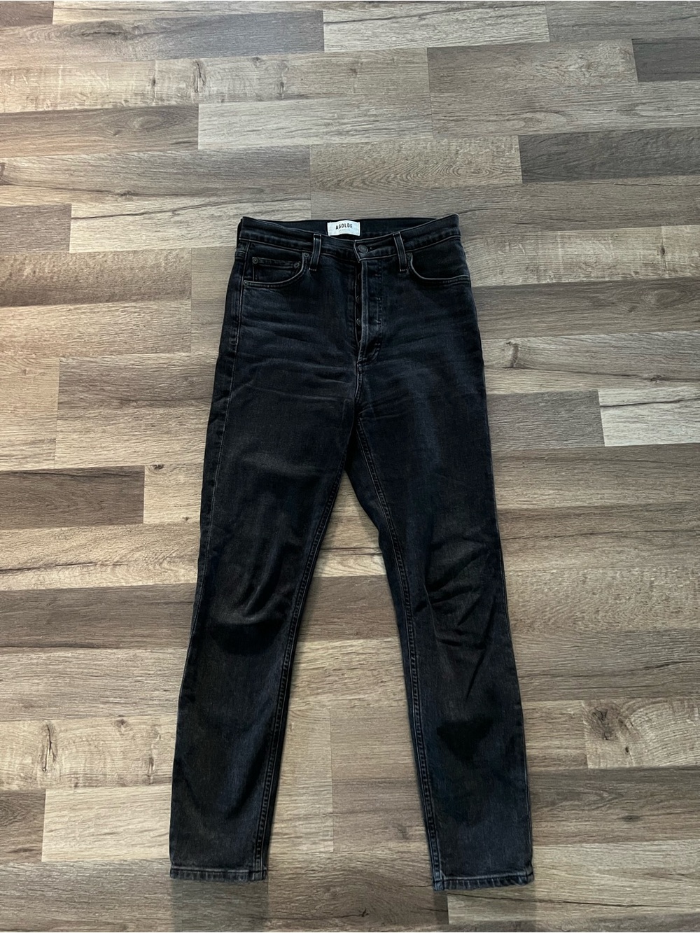 Agolde Black High-Rise Slim Jeans - color Virtue